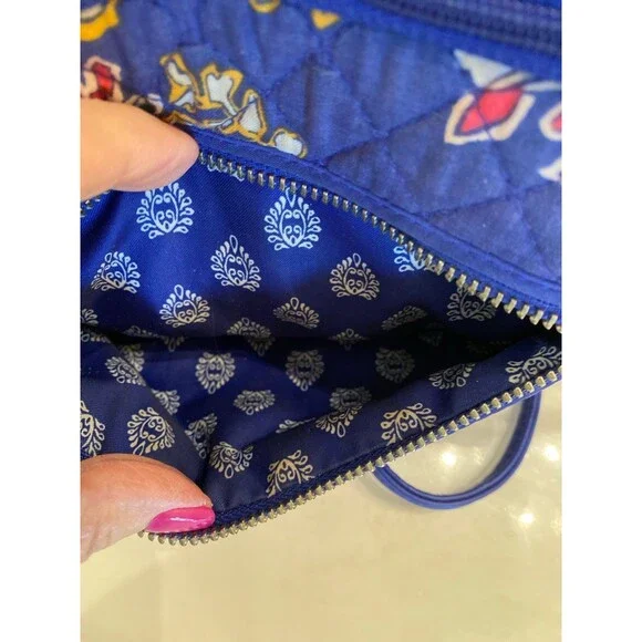 Vera Bradley Crossbody Bag Blue Floral Purse Outside Pocket 3 Credit Card Slots - Picture 6 of 12